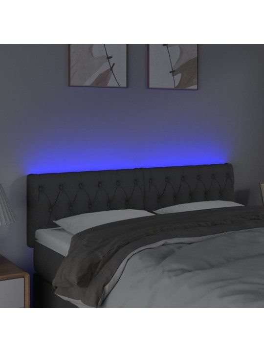 Gultas galvgalis ar LED, 160x7x78/88 cm, tumši pelēks audums