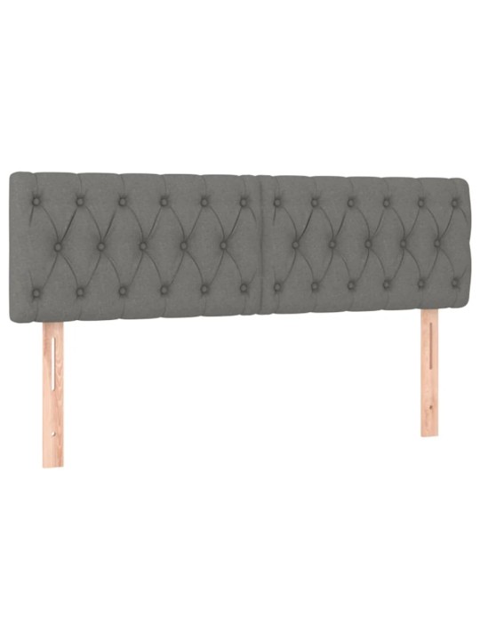 Gultas galvgalis ar LED, 160x7x78/88 cm, tumši pelēks audums