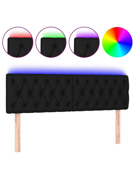 Gultas galvgalis ar LED, 160x7x78/88 cm, melns audums