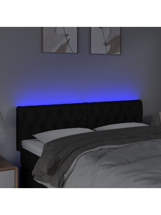 Gultas galvgalis ar LED, 160x7x78/88 cm, melns audums