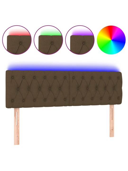 Gultas galvgalis ar LED, 160x7x78/88 cm, tumši brūns audums