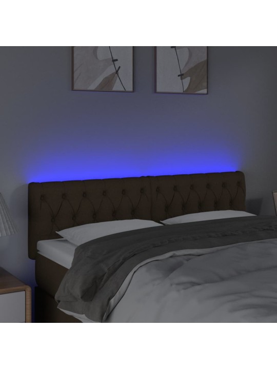 Gultas galvgalis ar LED, 160x7x78/88 cm, tumši brūns audums