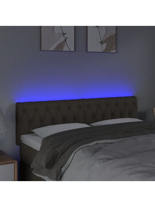 Gultas galvgalis ar led, 160x7x78/88 cm, pelēkbrūns audums