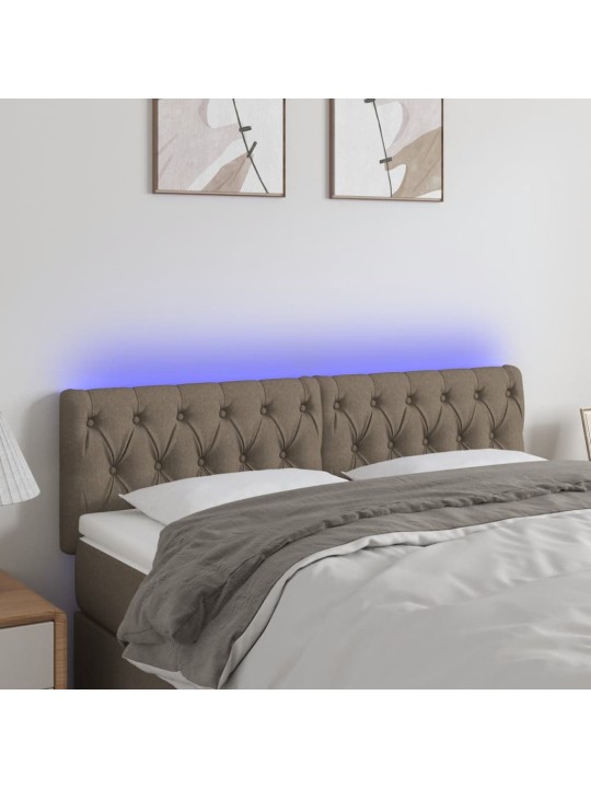 Gultas galvgalis ar led, 160x7x78/88 cm, pelēkbrūns audums