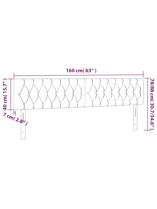 Gultas galvgalis ar LED, 160x7x78/88 cm, zils audums