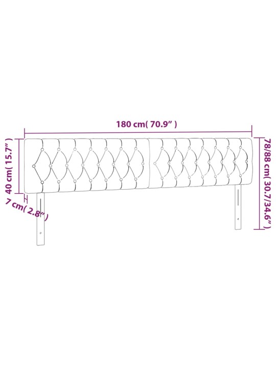 Gultas galvgalis ar LED, 180x7x78/88 cm, melns audums