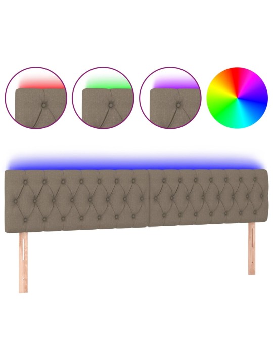 Gultas galvgalis ar LED, 180x7x78/88 cm, pelēkbrūns audums