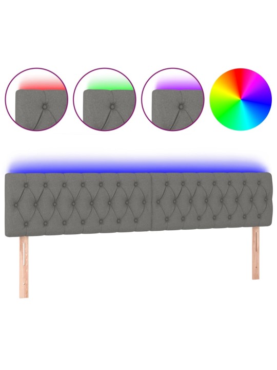 Gultas galvgalis ar led, 200x7x78/88 cm, tumši pelēks audums