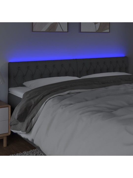 Gultas galvgalis ar led, 200x7x78/88 cm, tumši pelēks audums