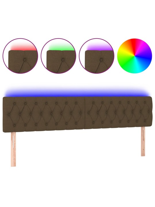 Gultas galvgalis ar LED, 200x7x78/88 cm, tumši brūns audums