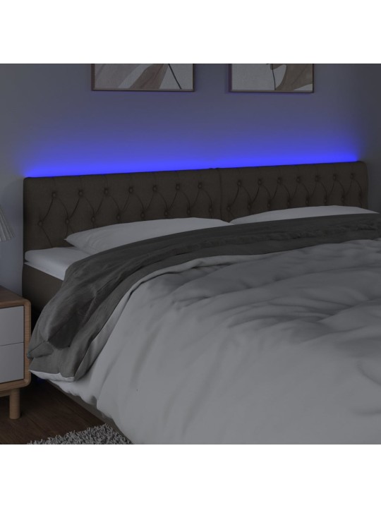 Gultas galvgalis ar led, 200x7x78/88 cm, pelēkbrūns audums