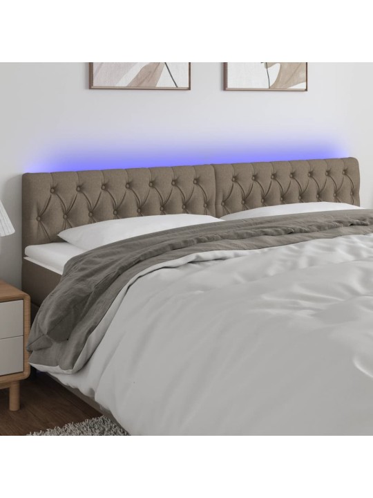 Gultas galvgalis ar led, 200x7x78/88 cm, pelēkbrūns audums