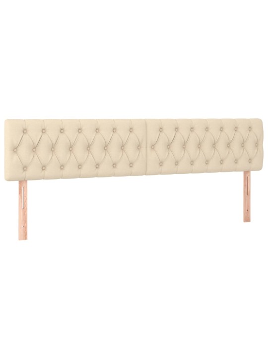 Gultas galvgalis ar led, 200x7x78/88 cm, krēmkrāsas audums