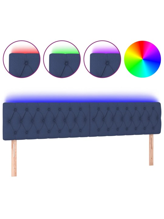 Gultas galvgalis ar led, 200x7x78/88 cm, zils audums