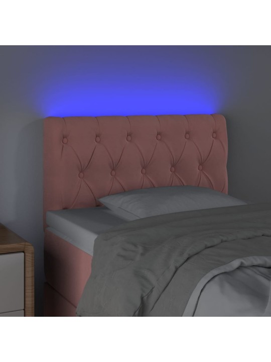 Gultas galvgalis ar LED, 80x7x78/88 cm, rozā samts