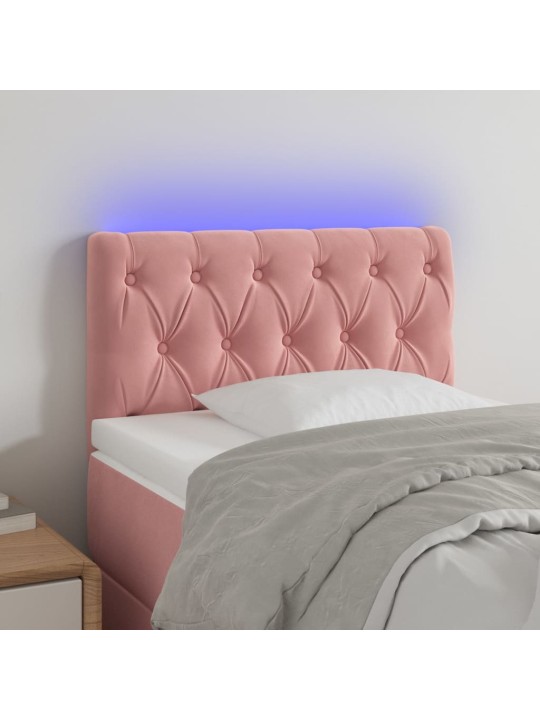 Gultas galvgalis ar LED, 80x7x78/88 cm, rozā samts