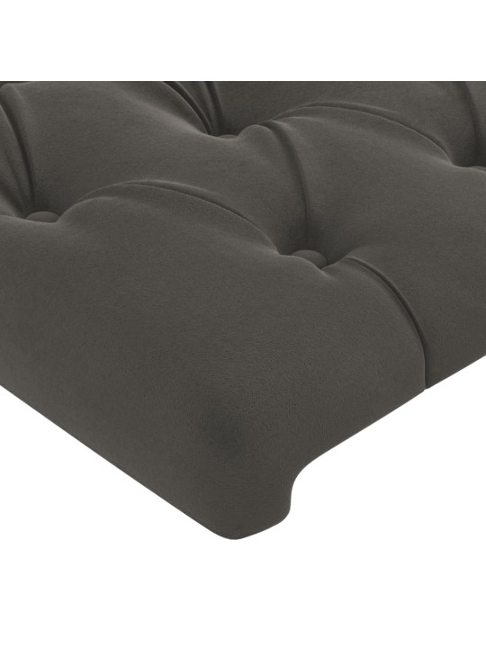 Gultas galvgalis ar led, 90x7x78/88 cm, tumši pelēks samts