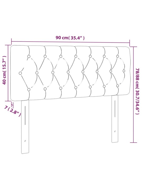 Gultas galvgalis ar led, 90x7x78/88 cm, melns samts