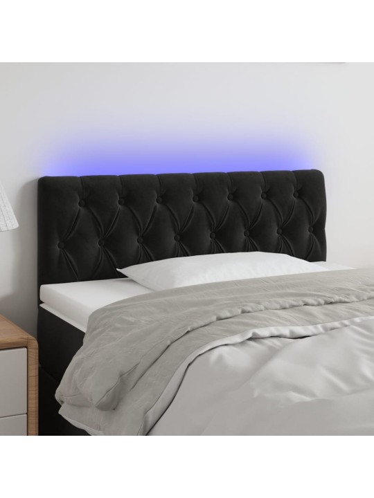 Gultas galvgalis ar led, 90x7x78/88 cm, melns samts