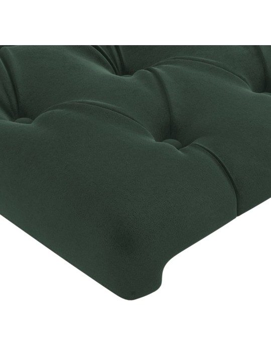 Gultas galvgalis ar led, 90x7x78/88 cm, tumši zaļš samts