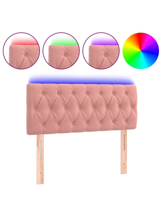 Gultas galvgalis ar LED, 100x7x78/88 cm, rozā samts