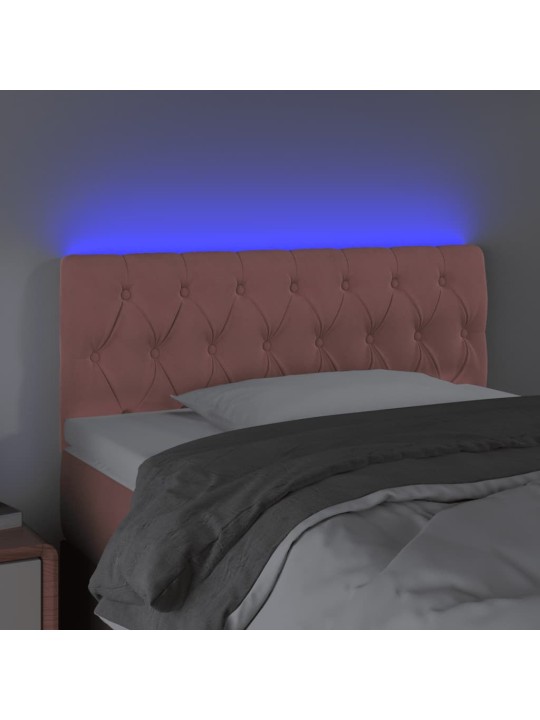 Gultas galvgalis ar LED, 100x7x78/88 cm, rozā samts