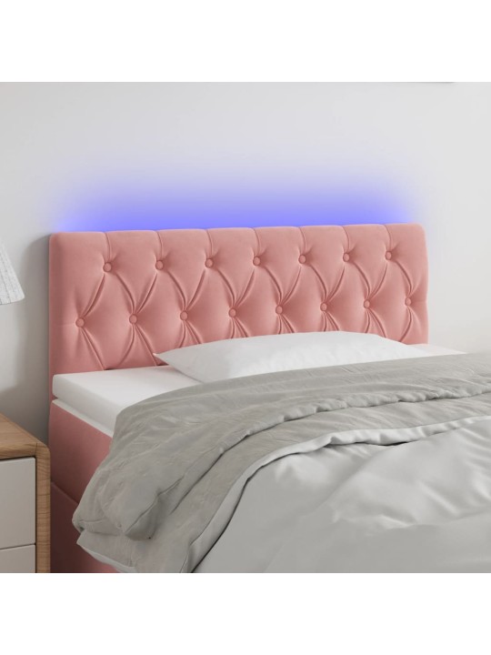 Gultas galvgalis ar LED, 100x7x78/88 cm, rozā samts