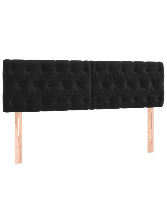Gultas galvgalis ar LED, 144x7x78/88 cm, melns samts