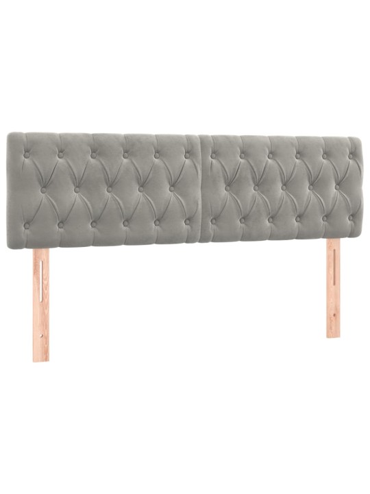 Gultas galvgalis ar LED, 160x7x78/88 cm, gaiši pelēks samts