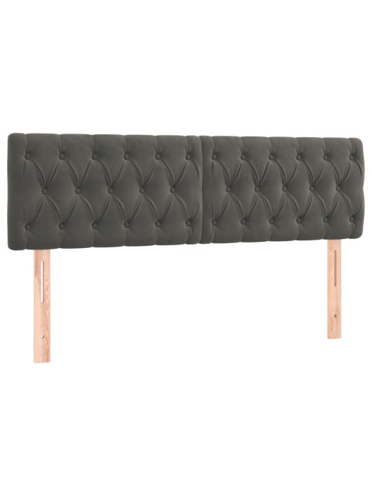 Gultas galvgalis ar LED, 160x7x78/88 cm, tumši pelēks samts