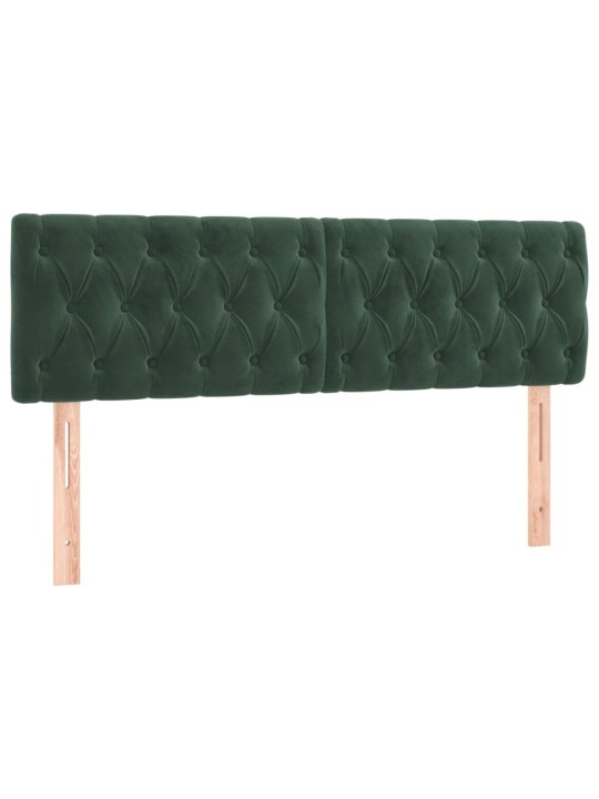 Gultas galvgalis ar LED, 160x7x78/88 cm, tumši zaļš samts