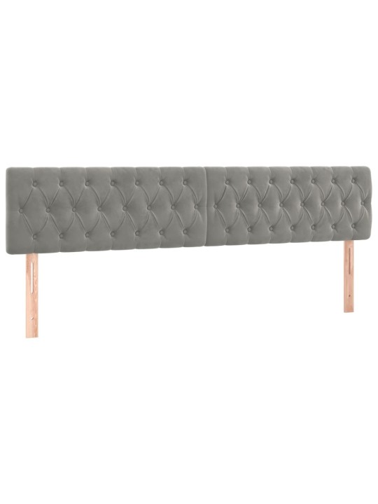Gultas galvgalis ar LED, 180x7x78/88 cm, gaiši pelēks samts