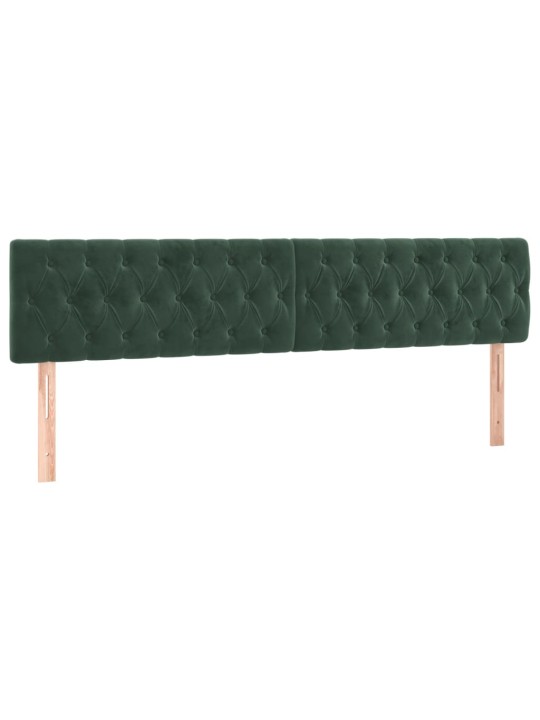 Gultas galvgalis ar LED, 180x7x78/88 cm, tumši zaļš samts