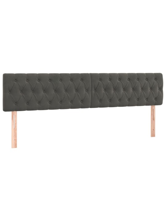 Gultas galvgalis ar led, 200x7x78/88 cm, tumši pelēks samts