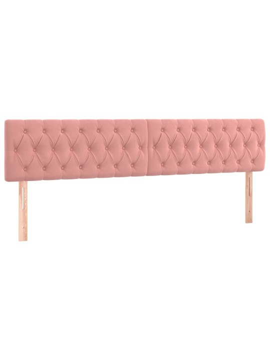 Gultas galvgalis ar led, 200x7x78/88 cm, rozā samts
