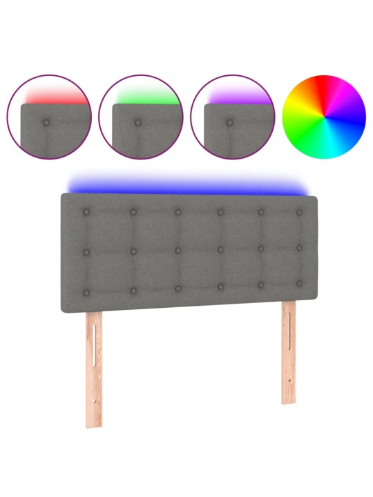 Gultas galvgalis ar led, 80x5x78/88 cm, tumši pelēks audums