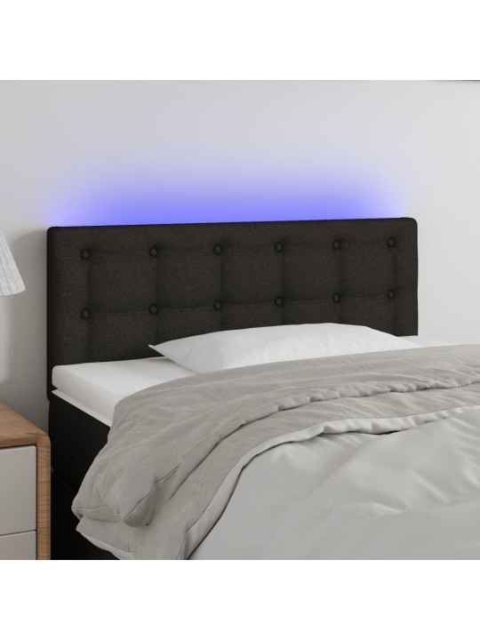 Gultas galvgalis ar led, 80x5x78/88 cm, melns audums