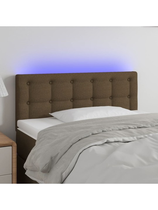 Gultas galvgalis ar led, 80x5x78/88 cm, tumši brūns audums