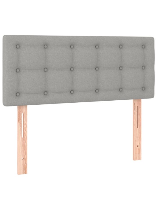 Gultas galvgalis ar led, 90x5x78/88 cm, gaiši pelēks audums