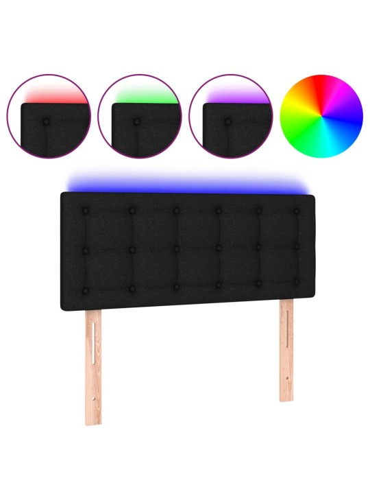 Gultas galvgalis ar led, 90x5x78/88 cm, melns audums