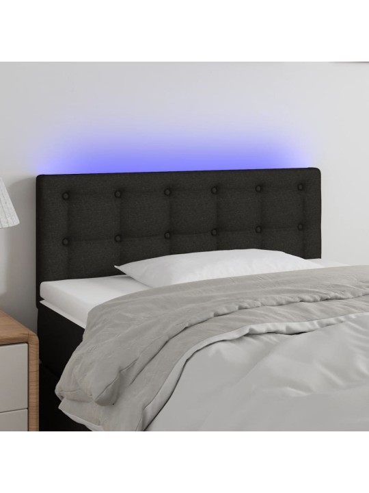 Gultas galvgalis ar led, 90x5x78/88 cm, melns audums