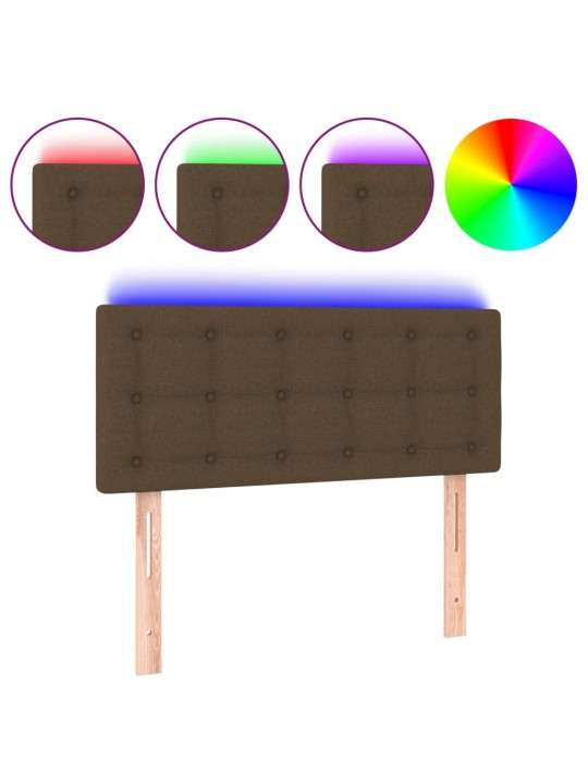 Gultas galvgalis ar led, 90x5x78/88 cm, tumši brūns audums