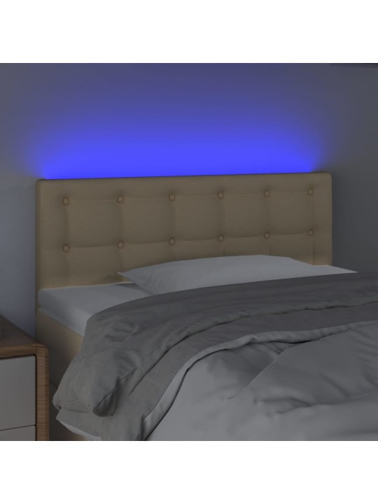 Gultas galvgalis ar led, 90x5x78/88 cm, krēmkrāsas audums