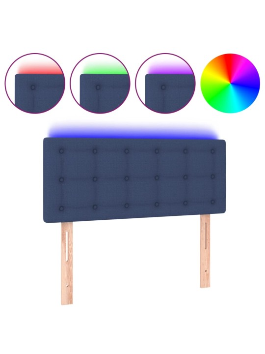 Gultas galvgalis ar led, 90x5x78/88 cm, zils audums