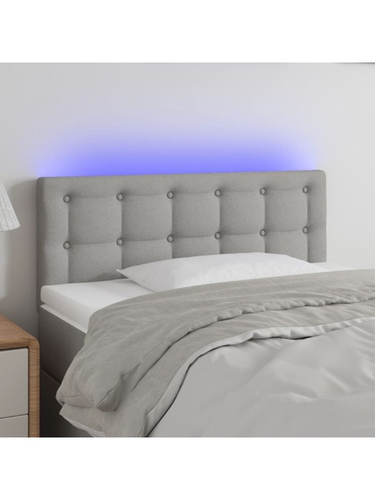 Gultas galvgalis ar LED, 100x5x78/88 cm, gaiši pelēks audums