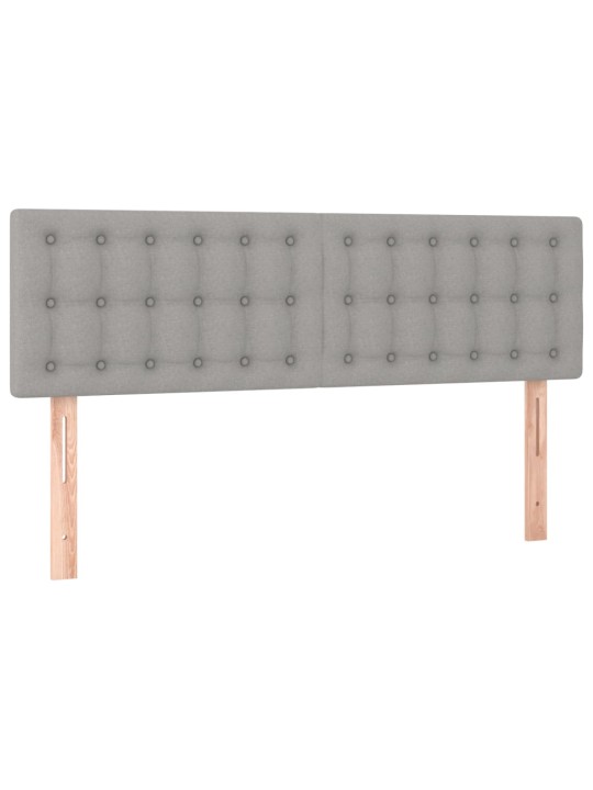 Gultas galvgalis ar LED, 144x5x78/88 cm, gaiši pelēks audums