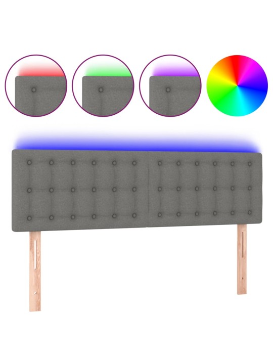 Gultas galvgalis ar LED, 144x5x78/88 cm, tumši pelēks audums
