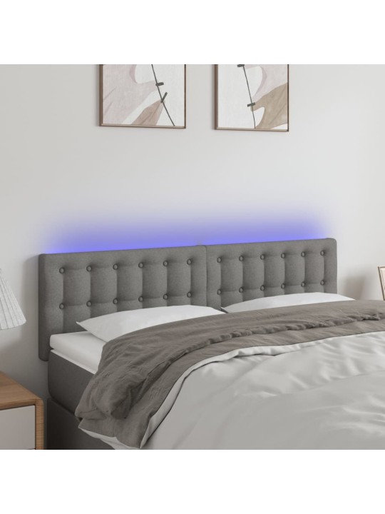 Gultas galvgalis ar LED, 144x5x78/88 cm, tumši pelēks audums