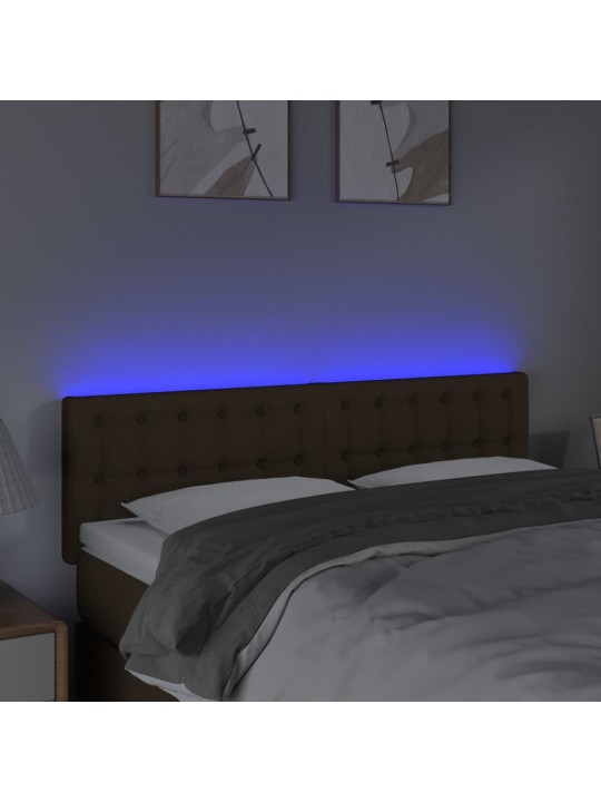 Gultas galvgalis ar LED, 144x5x78/88 cm, tumši brūns audums