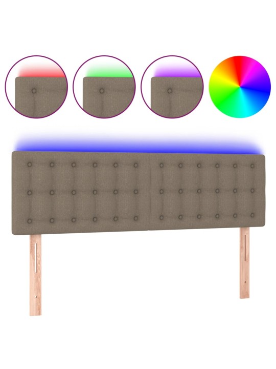 Gultas galvgalis ar LED, 144x5x78/88 cm, pelēkbrūns audums